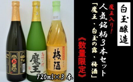 No.1174-2〈数量限定〉白玉醸造　魔王入り3本セット（4合瓶）