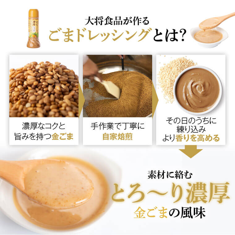 【ふるさと納税】とろ〜り濃厚ごまドレッシング(200ml×5本)自家焙煎 調味料 たれ しゃぶしゃぶ 冷やし中華 サラダ ごま和え 金ごま【大将食品】 サムネイル3