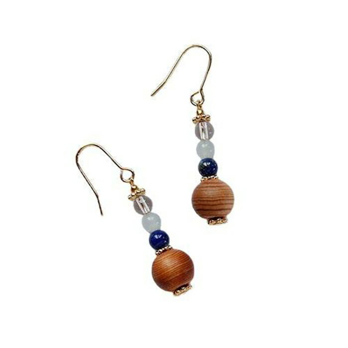 屋久杉×3月誕生石　イヤリング