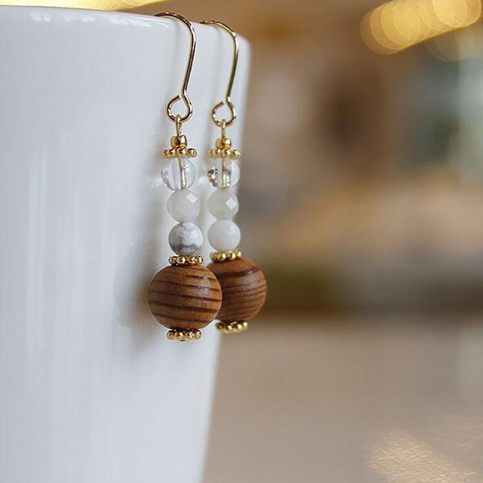 【ふるさと納税】屋久杉×6月誕生石　イヤリング サムネイル3