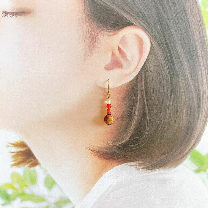 【ふるさと納税】屋久杉×7月誕生石　イヤリング サムネイル2