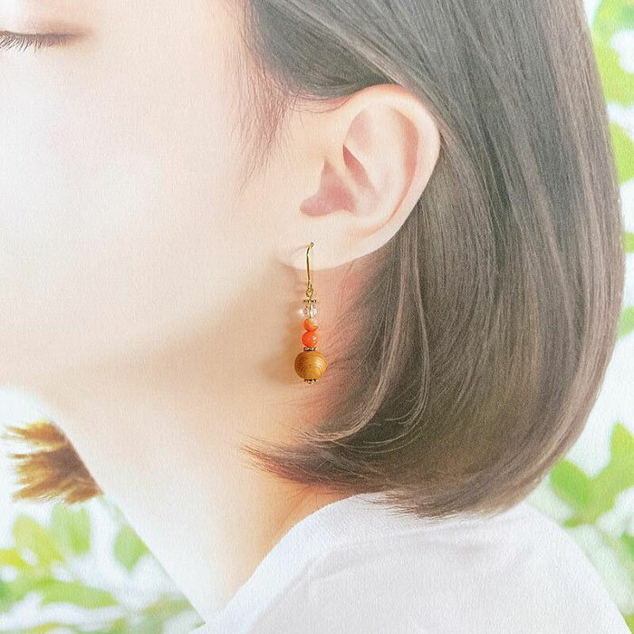 【ふるさと納税】屋久杉×8月誕生石　イヤリング サムネイル2