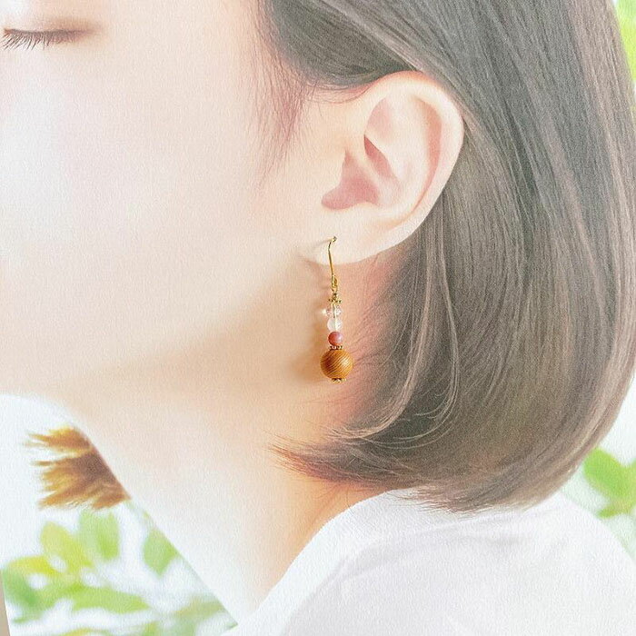 【ふるさと納税】屋久杉×10月誕生石　ピアス サムネイル2