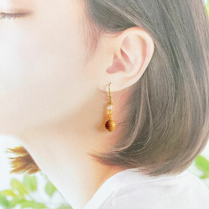 【ふるさと納税】屋久杉×11月誕生石　イヤリング サムネイル2