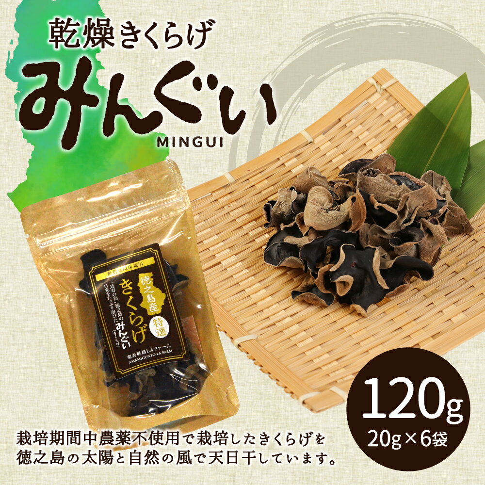【ふるさと納税】徳之島産 乾燥きくらげ （みんぐい） 合計120g（20g×6袋）キクラゲ 木耳 きのこ キノコ 干し 天日干し 乾物 鹿児島県産 九州 国産 送料無料 H-1-N - 画像2