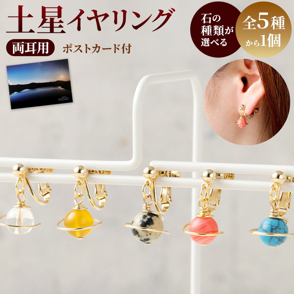【種類が選べる】土星イヤリング 1個 天然石ビーズ パワーストーン 水晶 シトリン ダルメシアンジャスパー ロードクロサイト ターコイズ 両耳用 サージカルステンレス 幅2cm アクセサリー ファッション レディース 宇宙 女性 楽天スーパー SALE 9月開催