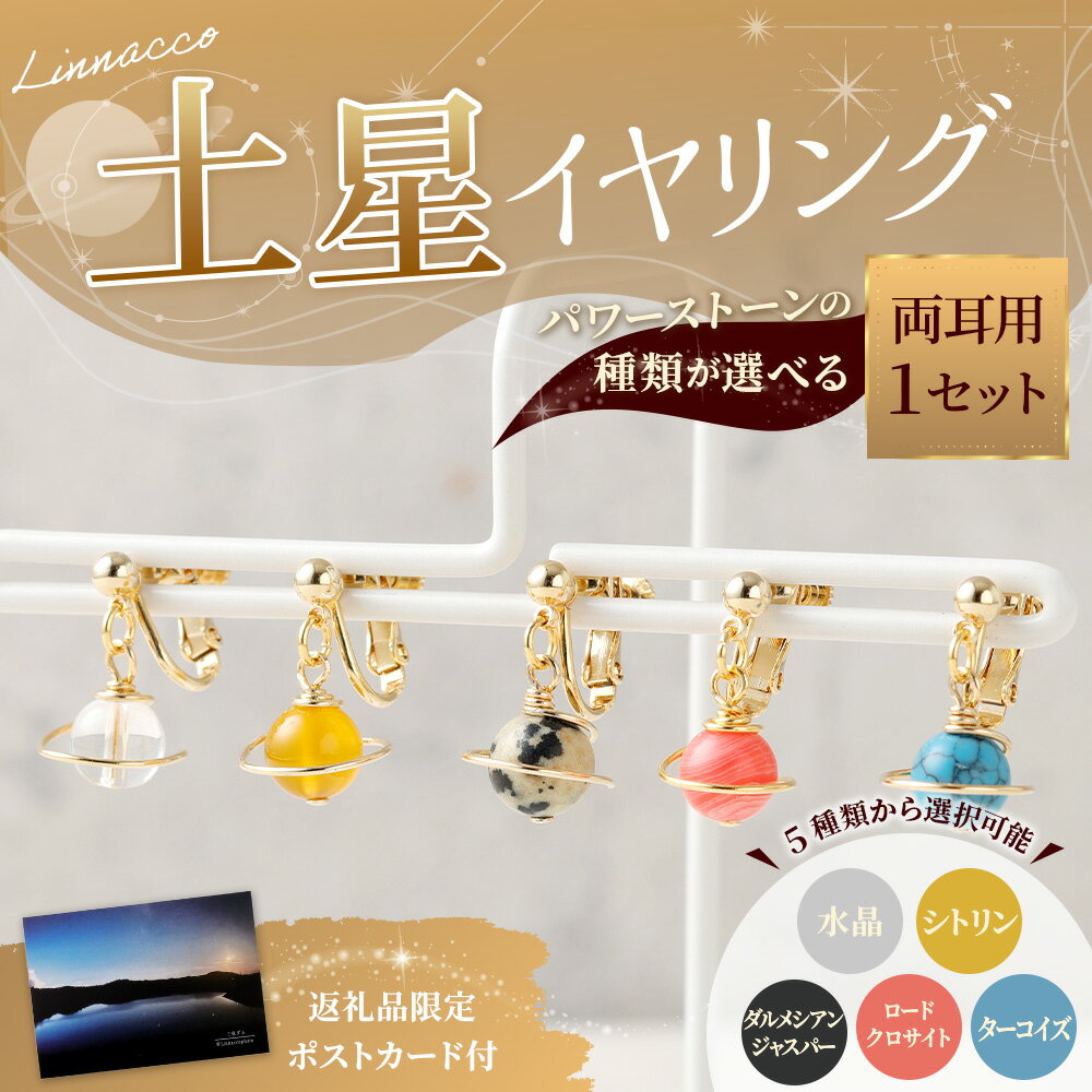 【ふるさと納税】【種類が選べる】土星イヤリング 1個 天然石ビーズ パワーストーン 水晶 シトリン ダルメシアンジャスパー ロードクロサイト ターコイズ 両耳用 サージカルステンレス 幅2cm アクセサリー ファッション レディース 宇宙 女性 楽天スーパー SALE 9月開催 サムネイル2