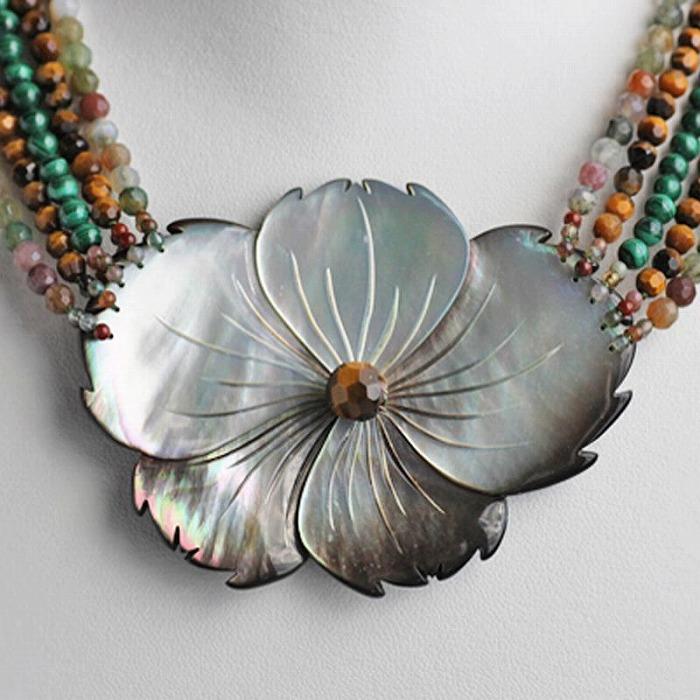 【ふるさと納税】黒蝶貝と天然石を素材にした「ネックレス」貝工房かざはな【NN-15】 | 伝統工芸品 アクセサリー 貝アクセサリー ネックレス 黒蝶貝 天然石 マラカイト メノウ マグネットクラスプ 人気 贈答 ギフト プレゼント お取り寄せ ヨロン 与論島 サムネイル2