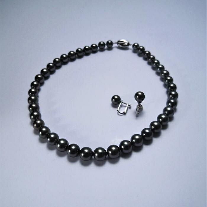【ふるさと納税】高品質黒蝶パールネックレス＆イヤリングセット | 沖縄 那覇市ファッション アクセサリー ネックレス アコヤ 真珠 イヤリング パールジュエリー サムネイル2