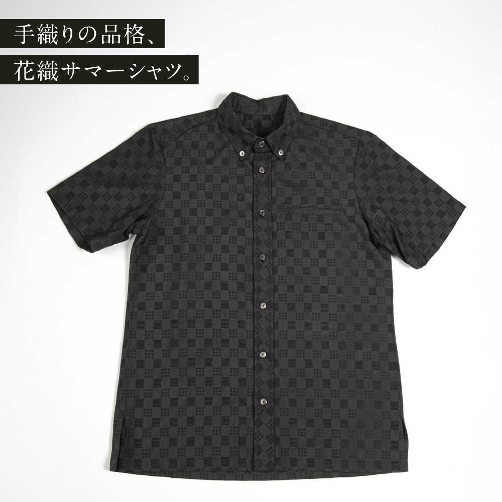 【ふるさと納税】サマーシャツ（ブラック / メンズ）琉球織物 両面浮花織 ファッション フォーマル カジュアル 冠婚葬祭 / 沖縄市 FABRIC SHOP MINAMI[BCCS009] サムネイル2
