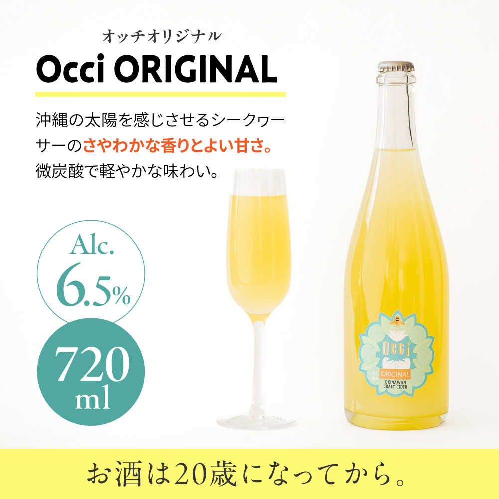 【ふるさと納税】超微炭酸シークヮーサーワイン Occi ORIGINAL オッチオリジナル 6本入り (720ml×6本) スパークリングワイン シークワーサー サイダー 炭酸 沖縄市 / オッチサイダリー株式会社[BCDG003] サムネイル2
