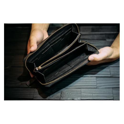 【ふるさと納税】沖縄南城セレクション受賞【cafooca /カフーカ】サメ革使用の長財布/BLACK サムネイル2