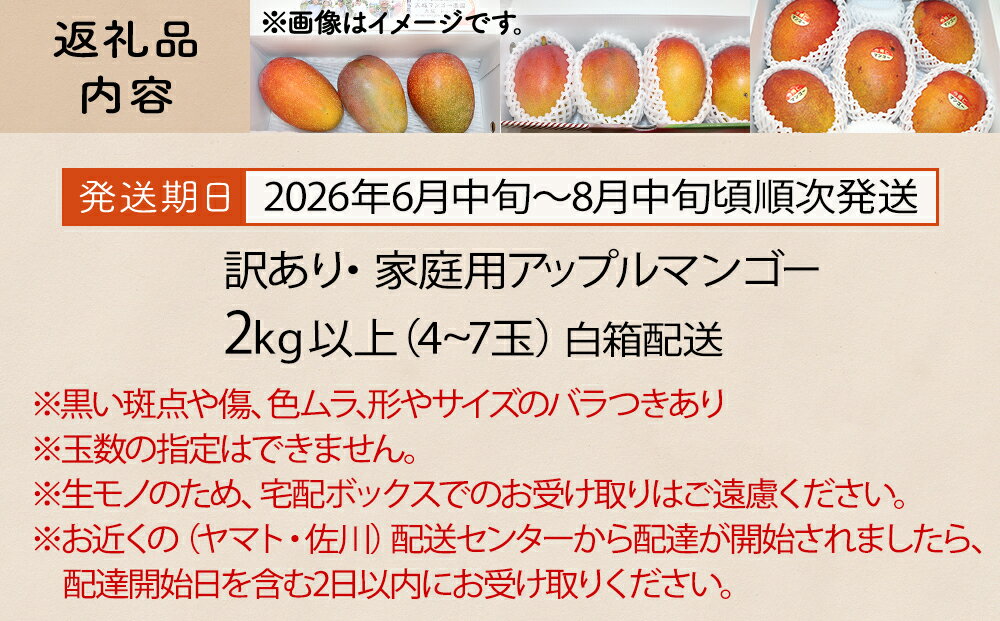 【ふるさと納税】 【訳あり・家庭用】限定500セット　今帰仁アップルマンゴー2kg以上(白箱）【2026年6月中旬～8月中旬頃発送】【生産者応援】 サムネイル3