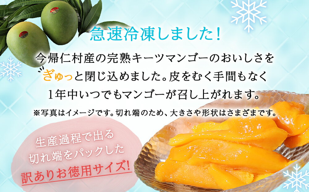 【ふるさと納税】 はしっこ冷凍マンゴー（キーツ）1.2kg（400g×3）訳ありお徳用パック 家庭用 生産者応援 サムネイル2