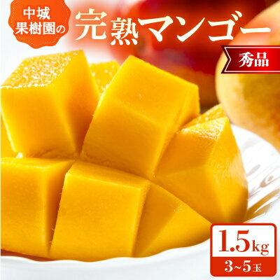 【2026年7月から順次発送・化粧箱】中城果樹園の完熟マンゴー 秀品1.5kg(3～5玉)【配送不可地域：離島】【1673413】