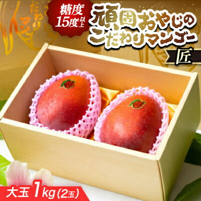 【2026年発送・糖度15度以上保証】頑固おやじのこだわりマンゴー匠 大玉1kg(2玉)【配送不可地域：離島】【1675669】