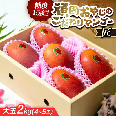 【2026年発送・糖度15度以上保証】頑固おやじのこだわりマンゴー匠 大玉2kg(4～5玉)【配送不可地域：離島】【1675677】