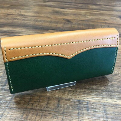 【ふるさと納税】三つ折り長財布(グリーン×ブラウン)【1388597】 サムネイル3