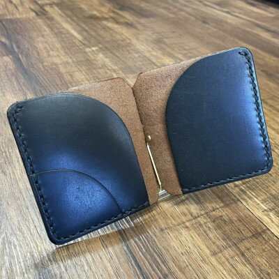 【ふるさと納税】イタリアンレザー製マネークリップ 職人手作りの本革財布・プレゼントにも最適 ダークブラウン 焦茶【1680646】 サムネイル2