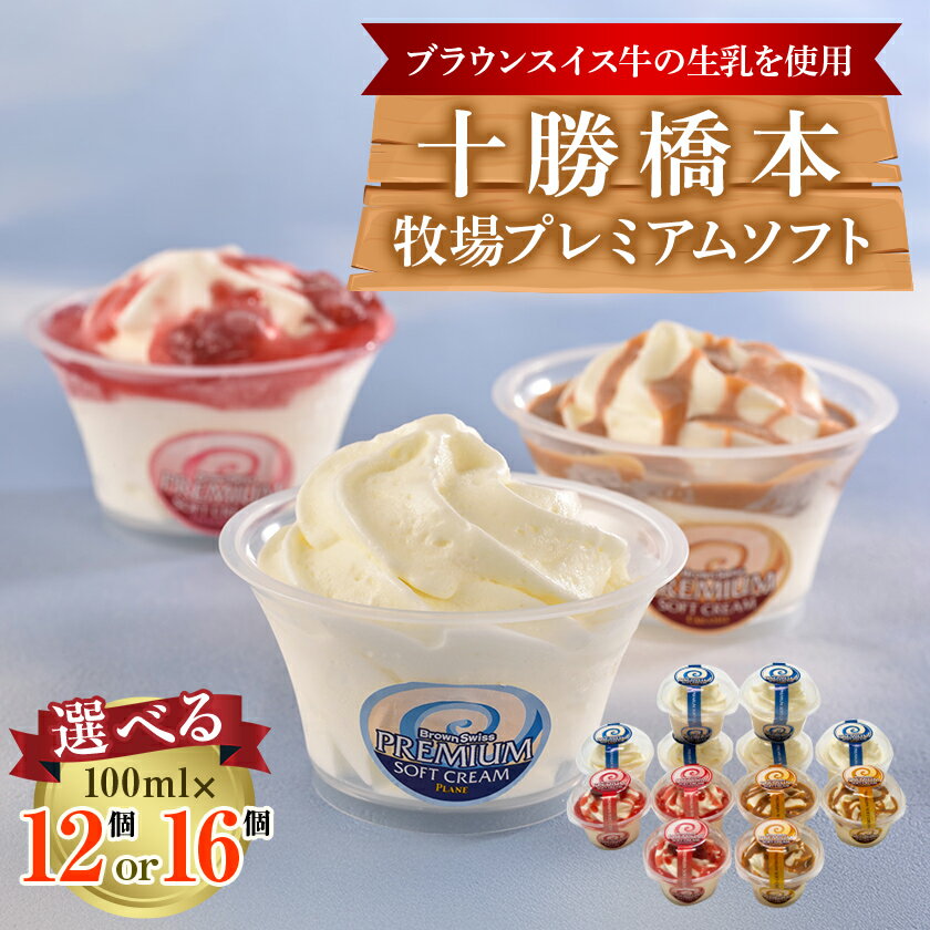 十勝橋本牧場プレミアムソフト(12個/16個)_ ソフトクリーム 北海道 帯広 十勝 いちご キャラメル セット 人気 おすすめ 送料無料 贈答 ギフト スイーツ おやつ 【配送不可地域:離島】【G1473537】