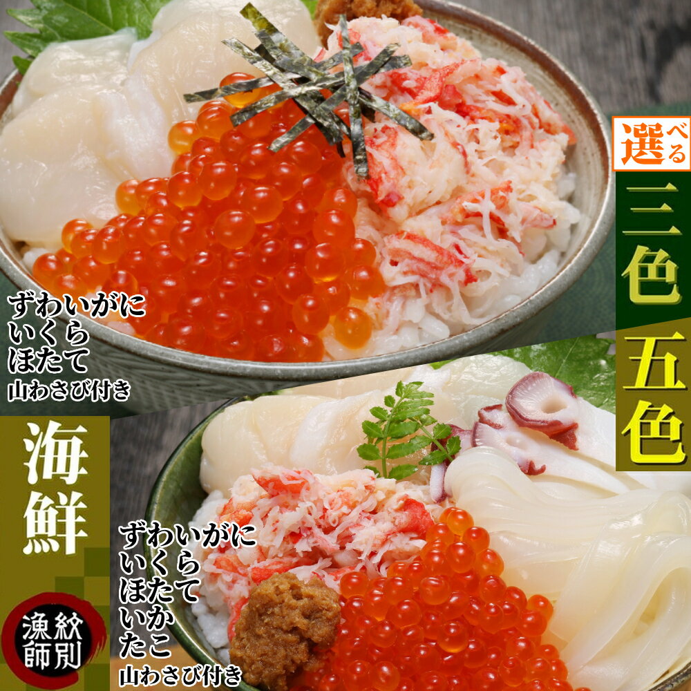 三色 五色 海鮮 セット | 選べる 化粧箱入り 化粧箱 海鮮丼 北海道 ずわい ずわいがに ズワイガニ ずわい蟹 かに カニ 蟹 ホタテ ほたて 帆立 いくら イクラ いくら醤油漬 いか たこ 山わさび 山葵 グルメ 海鮮 ギフト ふる
