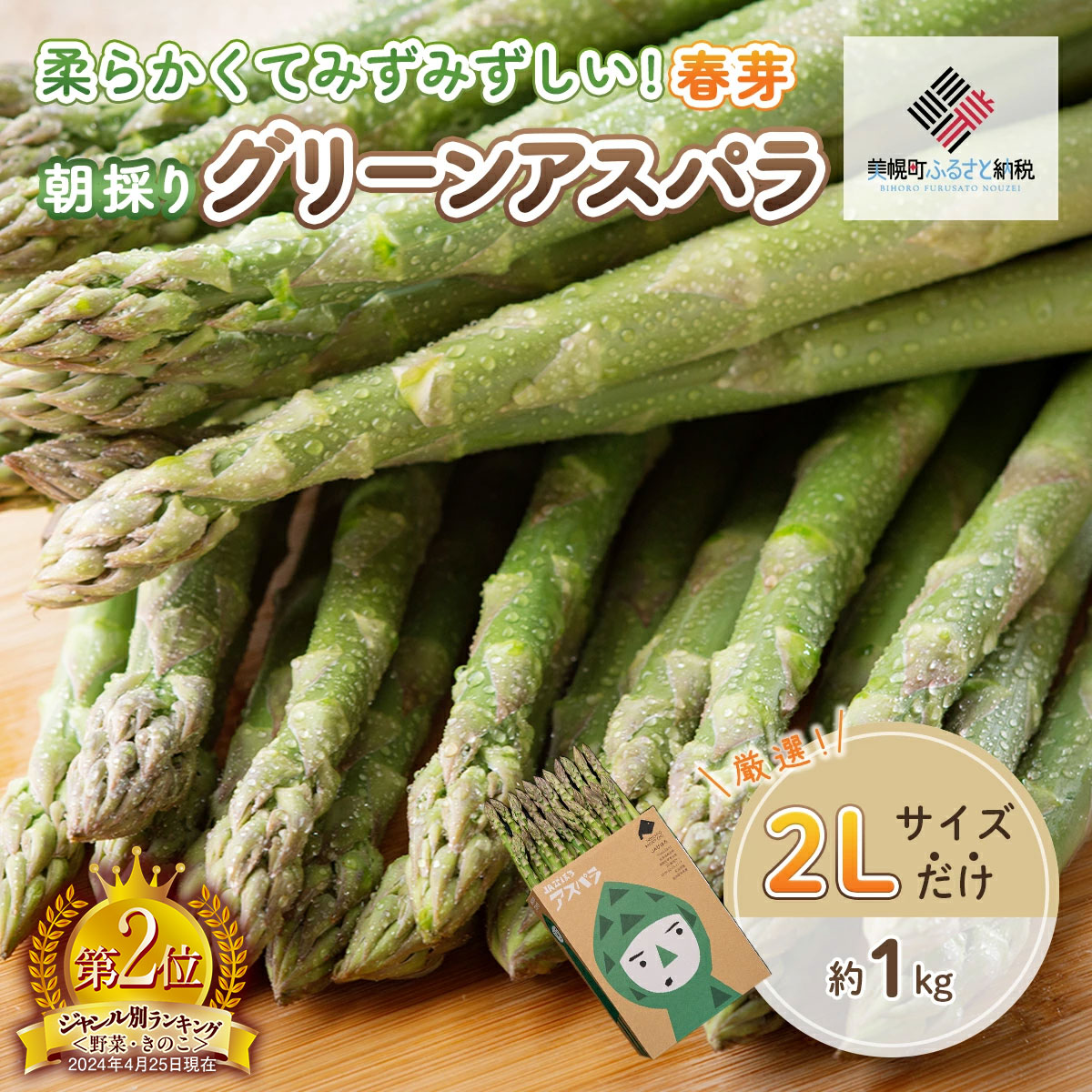 2026年産 柔らかくて瑞々しい朝取りグリーンアスパラ(春芽)2L 1kg【配送不可地域:離島】 アスパラ 野菜 健康 北海道 美幌町 送料無料 BHRG029
