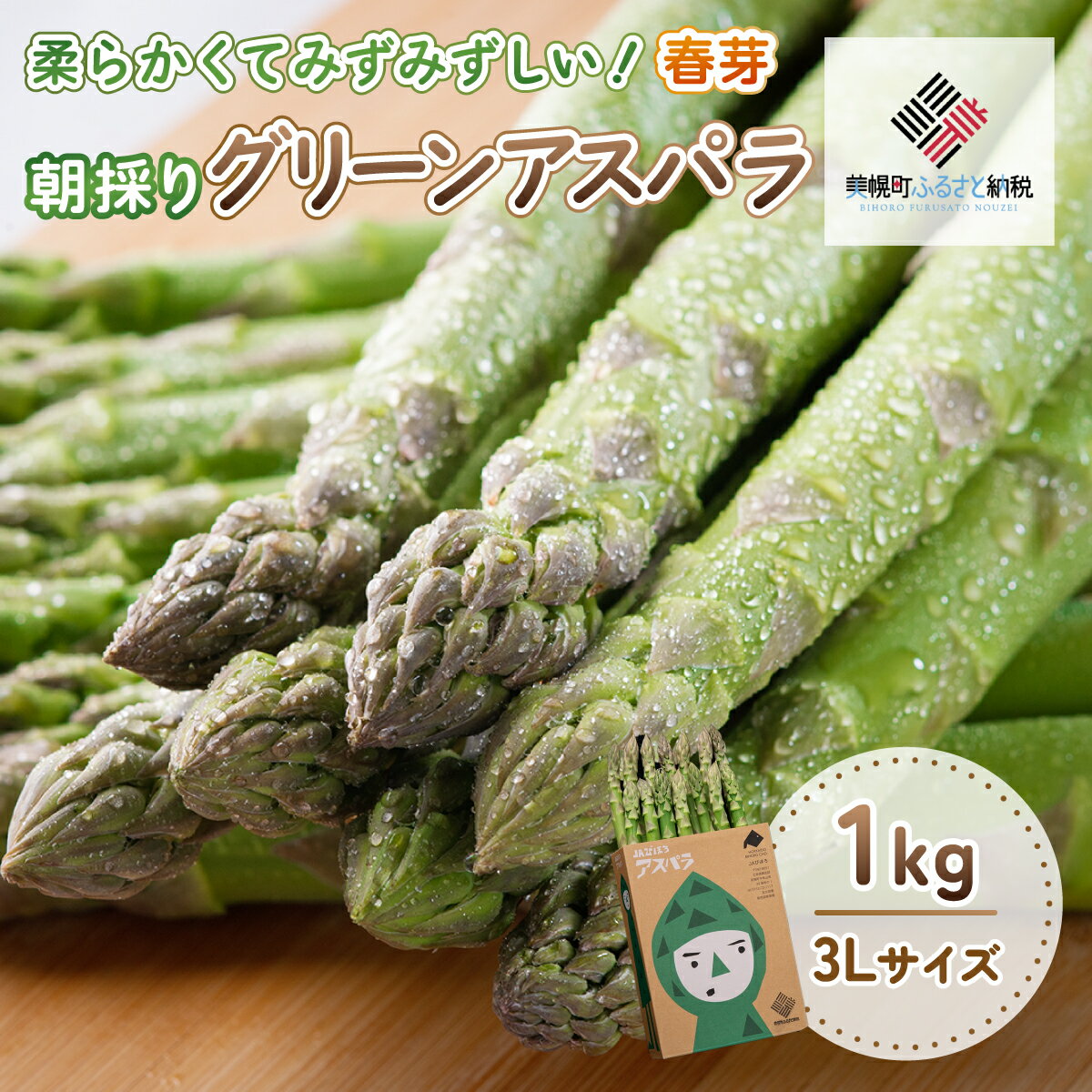 2026年産 柔らかくてみずみずしい朝取りグリーンアスパラ(春芽)3L 1kg 【配送不可地域:離島】【 ふるさと納税 人気 おすすめ ランキング アスパラ アスパラガス グリーンアスパラ 朝どれ 新鮮 野菜 北海道 美幌町 送料無料 】 BHRG028