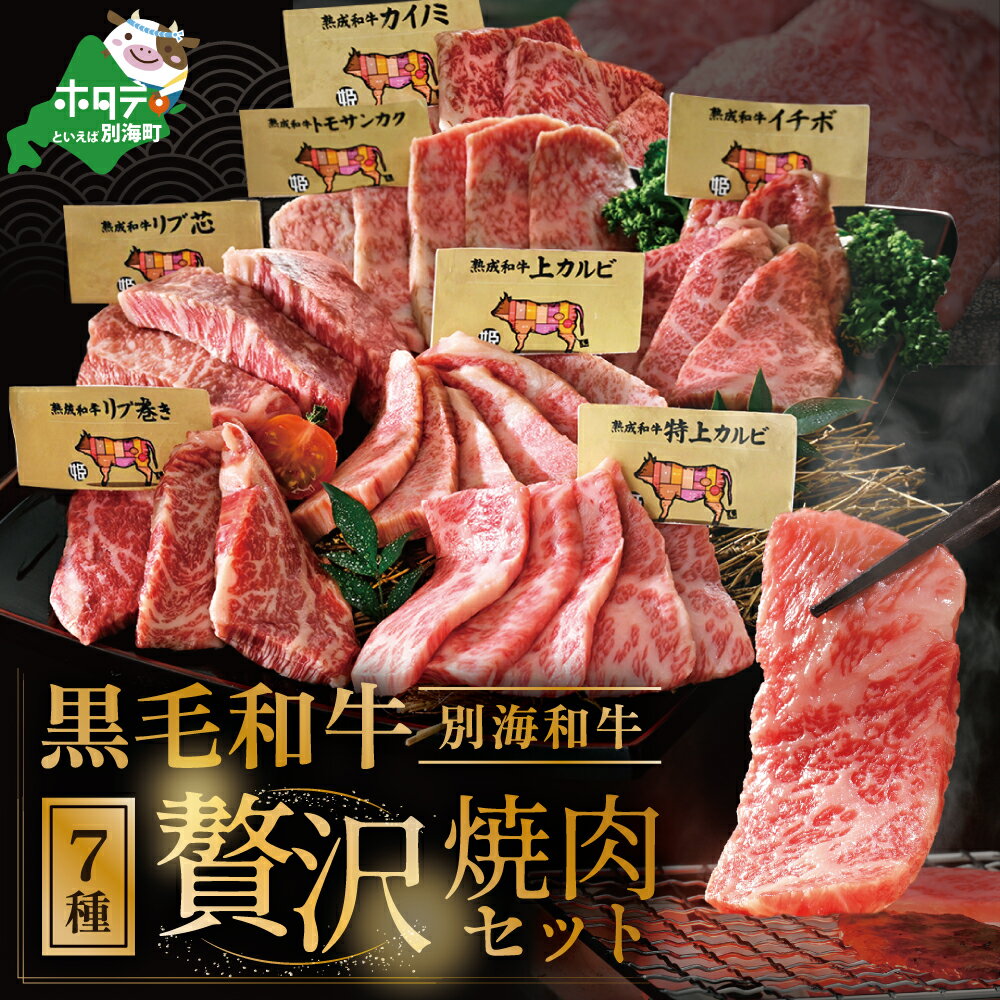 高評価★4.67 北海道 黒毛和牛 別海和牛 焼肉 豪華7種盛り合わせ 総量700g( カルビ 2種+ ロース 2種+ 赤身 3種)( ふるさと納税 牛肉 ふるさと 焼き肉 肉 和牛 国産牛 食べ比べ バーベキュー 人気 焼肉セット 牛 ギフト 贈答用 北海道 別海町 )