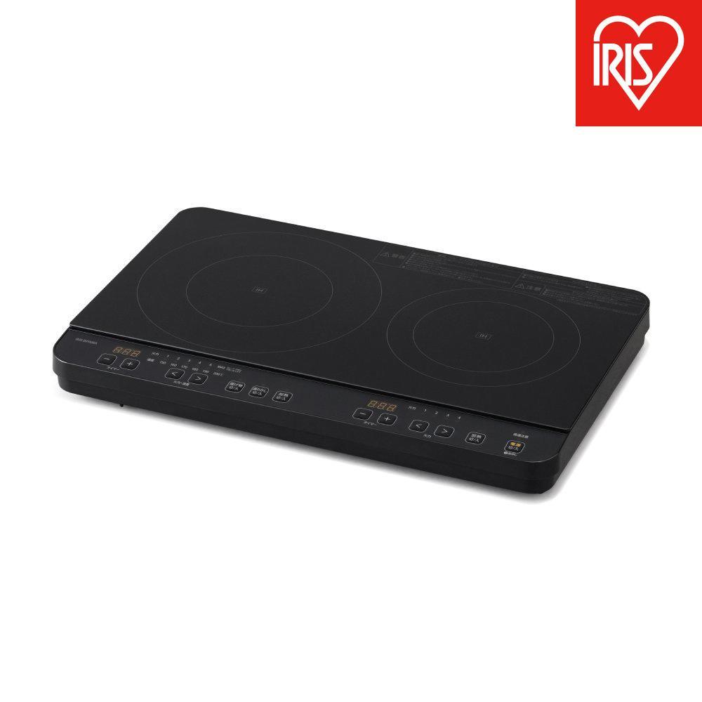 IHコンロ 2口 IH 1400W アイリスオーヤマ コンパクト設計 火力6段階 火力調節 キッチン 工事不要 すぐ使える 経済的 揚げ物モード 湯沸かしモード タイマー 安全機能 IHK-WT41-B