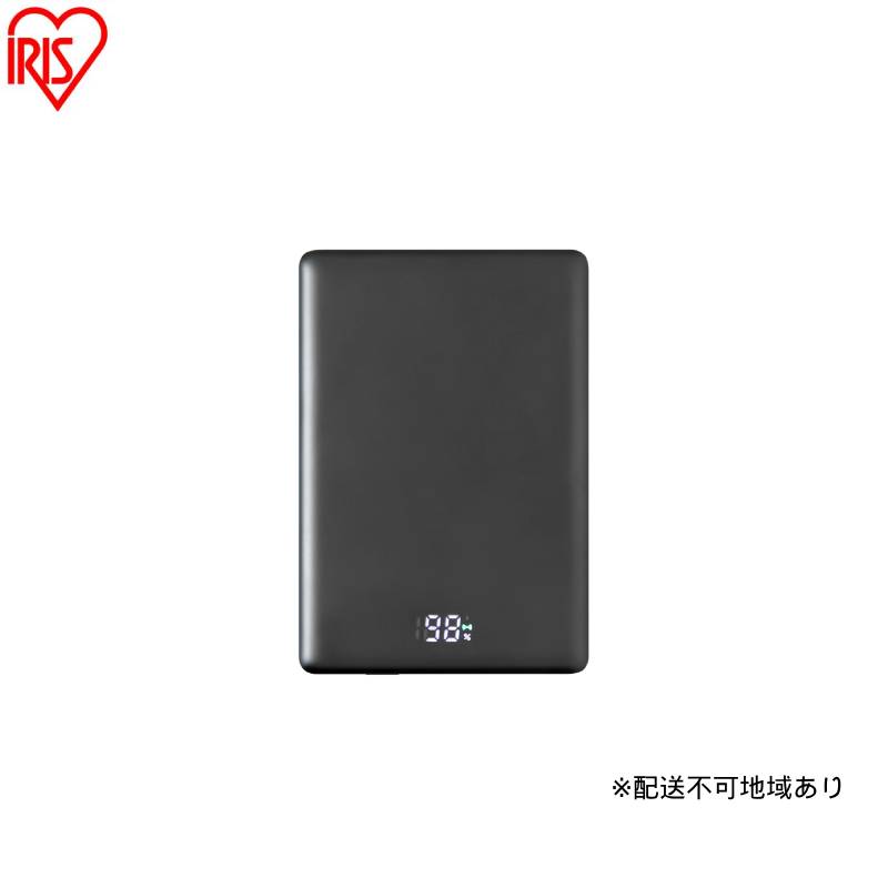 薄型モバイルバッテリー5000mAh TW-A05020-B ブラック モバイルバッテリー 軽量 小型 タイプc 薄型 USB Type-C 5000mAh ワイヤレス マグネット MagSafe対応 スマホ 約1回分 充電 コンパクト バッテリー 充電器 ブラック アイリスオーヤマ