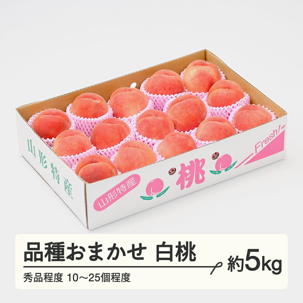 【先行予約】もも 桃 品種おまかせ白桃 秀品程度 約5kg(10~25個程度) 2026年産 山形県産 送料無料 tf-moyws5 ※沖縄・離島への配送不可