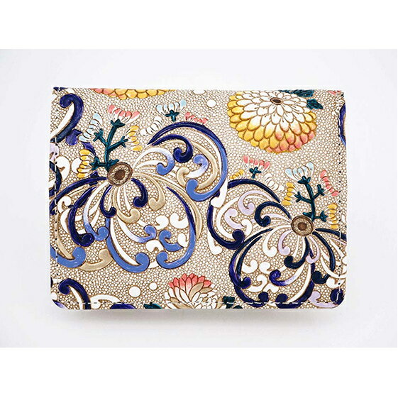 【文庫屋大関】箱まち小銭入れ 乱菊<青紫>【皮革工芸品】 ファッション小物 財布 民芸品  お届け:発送可能時期より順次配送