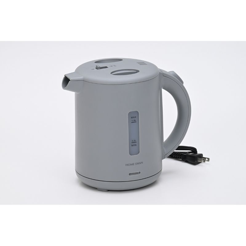 転倒湯漏れ機能付き 電気ケトル1.0L グレー 電化製品 キッチン用品 電気ケトル 空だき防止機能 こぼれにくい 卓上