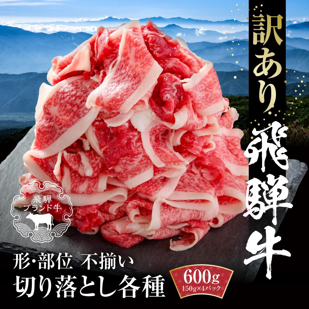訳あり 飛騨牛 切落とし 600g(150g×4パック) 冷凍真空パック | 肉 お肉 切り落とし すき焼き すきやき 黒毛和牛 和牛 個包装 小分け 人気 おすすめ 牛肉 ギフト お取り寄せ【飛騨高山ミート MZ012】