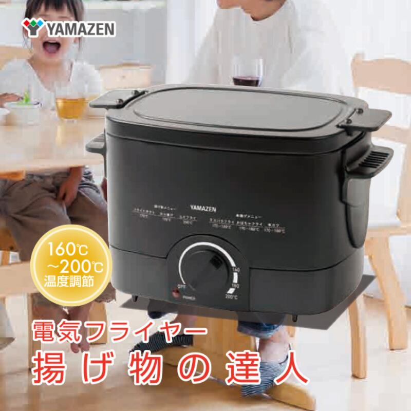 電気フライヤー YAMAZEN 1.1L 揚げ物の達人 温度調節機能付き YAC-121(B) ブラック 黒 おしゃれ フライヤー 卓上 家庭用 温度調節 温度調節付き 揚げ物 調理 家電 キッチン キッチン用品 調理用品 調理器具 調理家電 山善 岐阜県 中津川市 F4N-2547