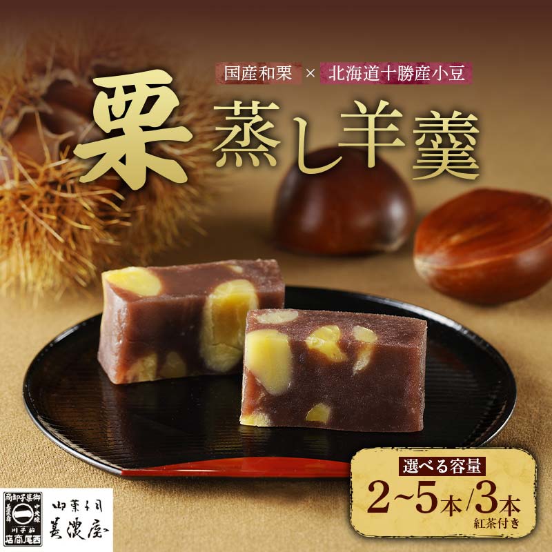 \選べる容量/【中津川銘菓】【栗の銘菓】御菓子司美濃屋 栗蒸し羊羹 2~5本 or 3本紅茶付き 栗羊羹 くりようかん くりむしようかん 栗蒸羊羹 羊かん 国産 栗 和栗 人気 和菓子 栗菓子 ギフト プレゼント 手土産 お取り寄せ グルメ みのや F4N-1936var