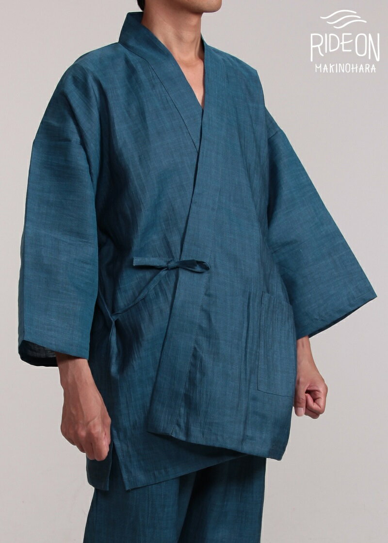 染め 織り 縫製 すべて地元遠州製 本麻作務衣 さむえ 麻100% 和装 和服 伝統工芸 遠州織物 国産 日本製 男性 女性 ユニセックス 夏 涼しい 部屋着 リラックスウェア 着物 和風 伝統衣装 高品質 職人技 牧之原市 静岡県