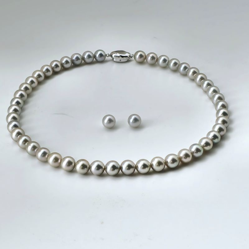 貴重な大粒真珠のグレーネックレスセット / あこや ネックレス セット 真珠 伊勢志摩 志摩 アクセサリー ギフト パール 母の日 入学式 卒業式 結婚式 冠婚葬祭 成人祝 結婚祝