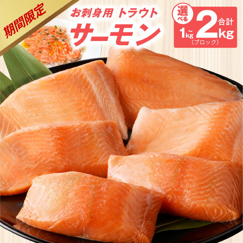 【ふるさと納税】【訳あり】 期間限定 お刺身用 サーモン 1kg / 2kg ブロック 小分け 約250g × 4P / 8P ポーション 柵 サイズ不揃い 鮭 トラウトサーモン 刺身 寿司 海鮮丼 生食 食品 魚介類 魚 冷凍 お取り寄せ 大阪府 泉佐野市 送料無料