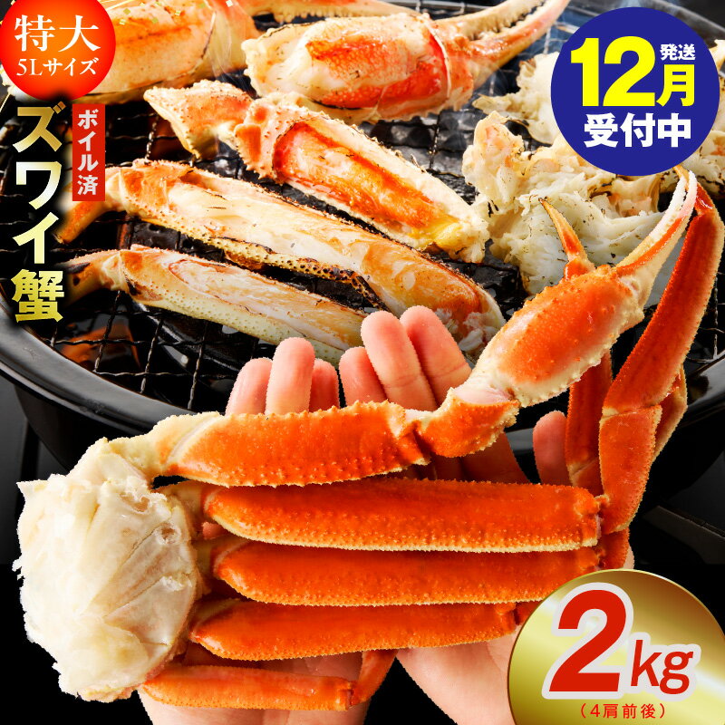 【年内発送受付中】 ボイルずわい蟹 かに 2kg 特大5Lサイズ 4肩前後 昆布仕立て 簡単 手軽 ずわい蟹 カニ鍋 焼きガニ カニ雑炊 カニしゃぶ 天ぷら 足 むき身 焼殻付 旨み 海鮮 魚介 数量限定 ★高評価 送料無料 発送月 大阪府 泉佐野市