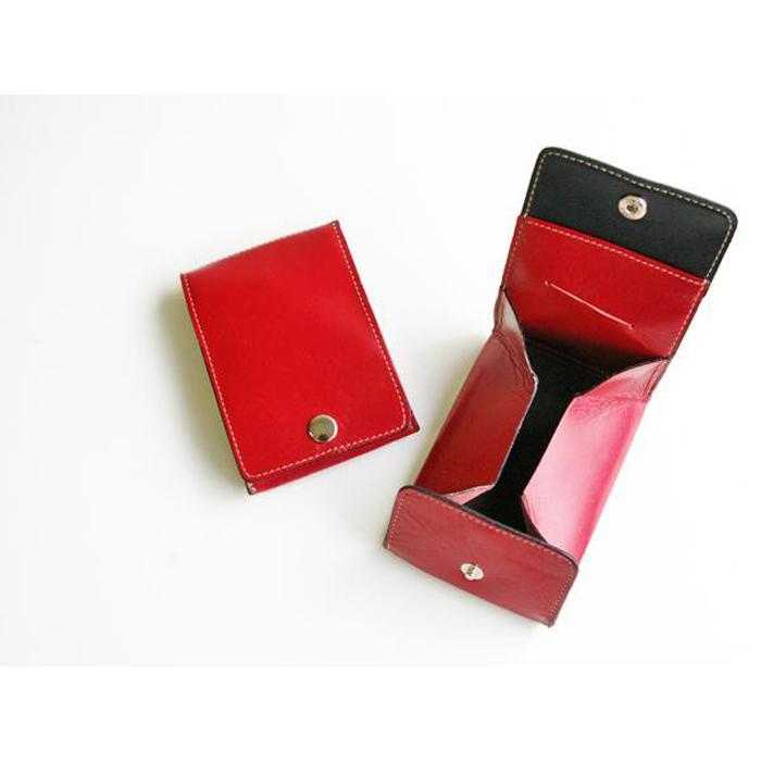 FOOTANブランド 本革小銭入れ・カードケース【レッド】