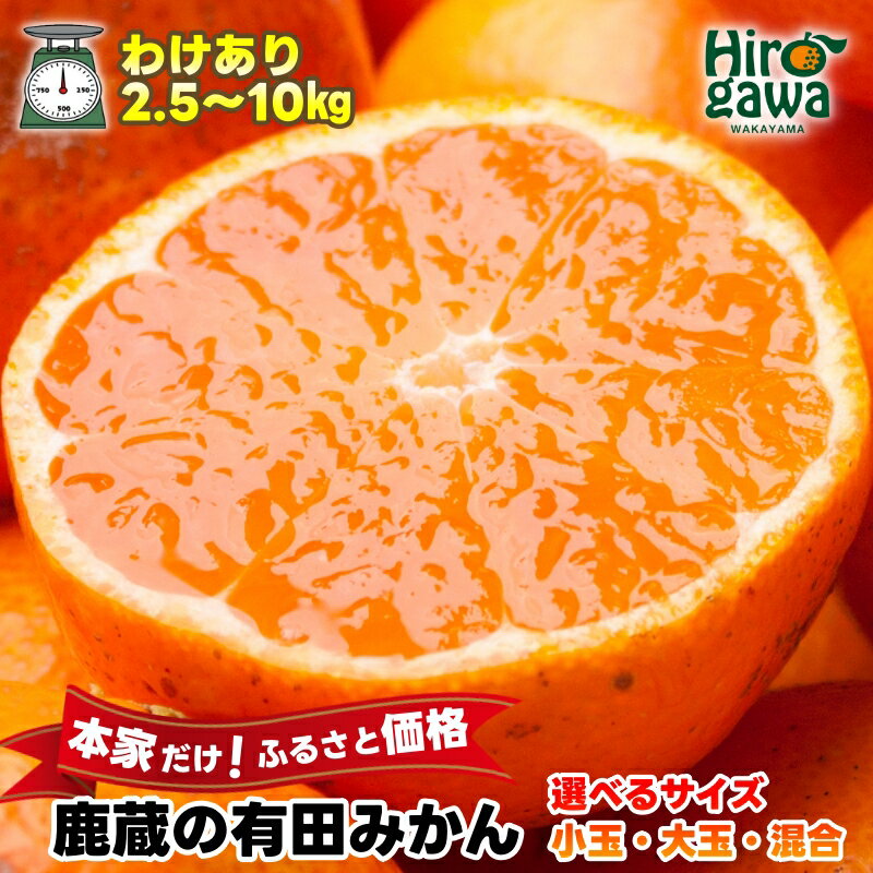鹿蔵の 有田 みかん 家庭用 厳選 ハウス 光センサー 選果 / 温州みかん 有田みかん 甘い 訳あり 和歌山 柑橘 お試し 送料無料 2.5kg 5kg 10kg 5000円 6000円 ※10月~1月下旬順次発送 ※北海道・沖縄・離島への配送不可 //mandarin //goku