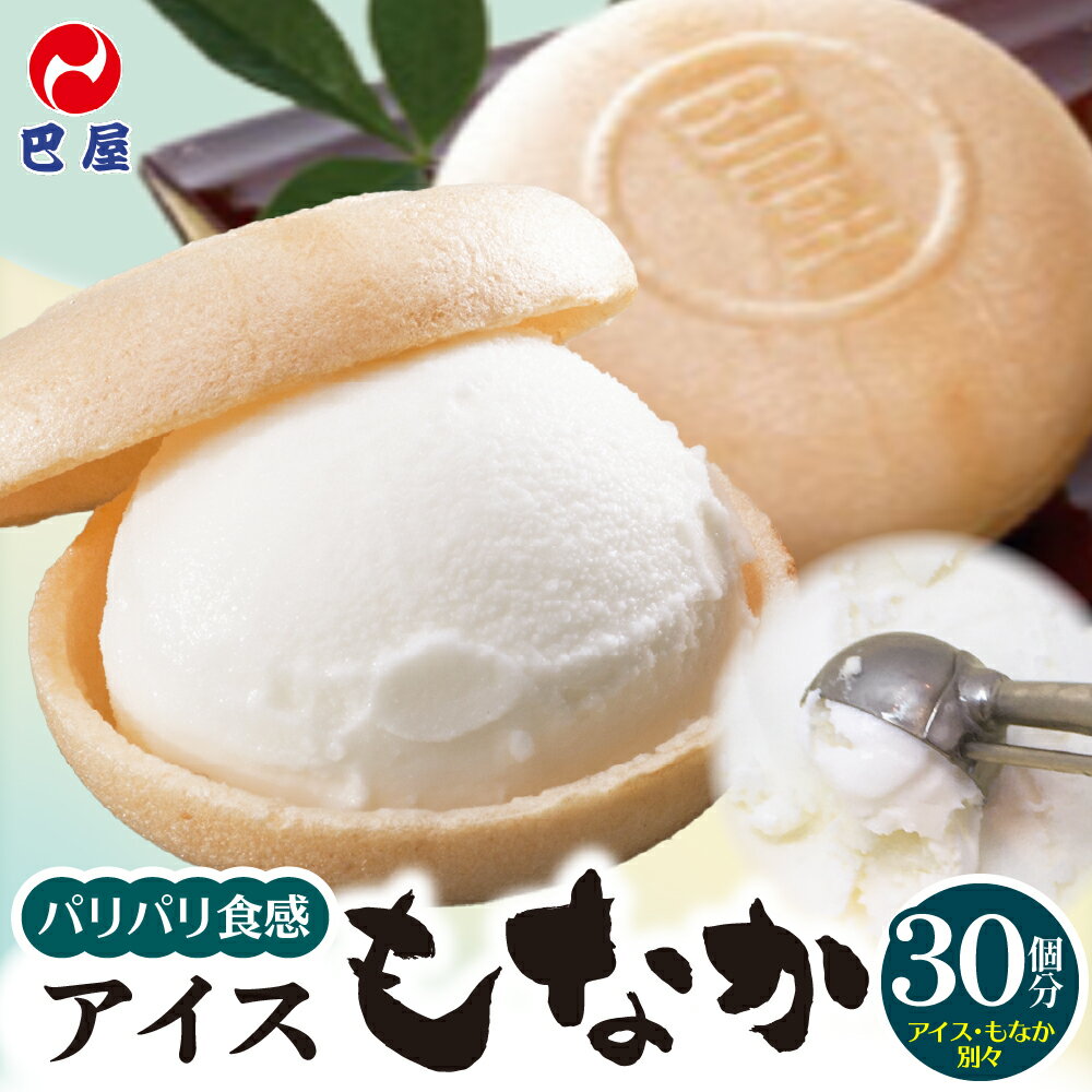 \レビューキャンペーン/ アイス もなか 30個 セット 巴屋 パリパリ 最中 自分で作る スプーン付き アイスクリーム アイスモナカ パーティー スイーツ 冷たい おやつ デザート 冷菓 ご当地 お土産 お取り寄せ 大容量 夏 おすすめ 暑さ 対策 広島県 呉市