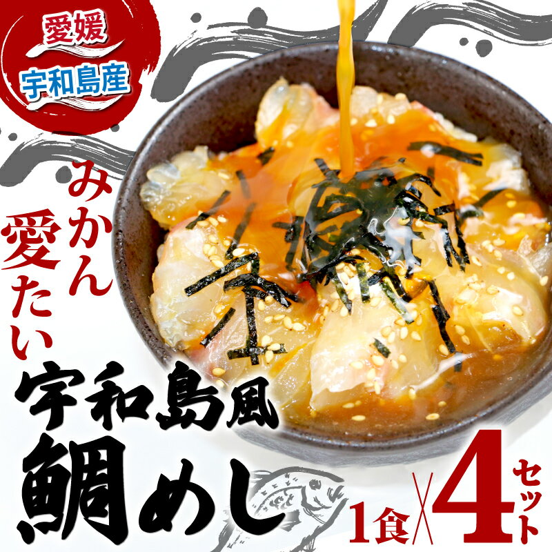漬け丼 漬け 鯛めし 4食セット みかん 鯛 宇和島鯛めし 南予ビージョイ 真鯛 たい マダイ 刺身 お刺身 海鮮丼 人気 海鮮 冷凍 小分け パック 便利 づけどん タイ 郷土料理 お取り寄せ 国産 愛媛 宇和島 D010-150004