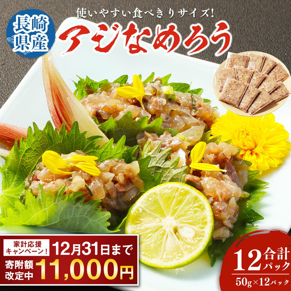 【期間限定!~12月31日まで寄附額改定中】 【長崎産】アジなめろう 12パックセット! 使いやすい 食べきりサイズ あじ アジ なめろう おつまみ おかず 長崎市 11000円 1万1000円