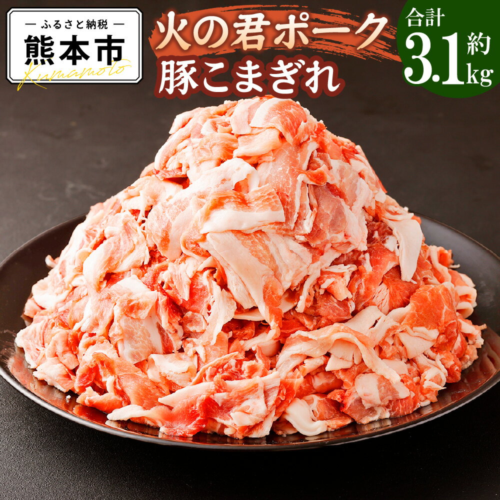 熊本県産 火の君ポーク® 豚こまぎれ 500g×5パック 300g×2パック 合計3.1kg 豚 豚肉 肉 細切れ こまぎれ 豚こま お肉 肉 ポーク 小分け 国産 九州産 熊本市産 冷凍 送料無料
