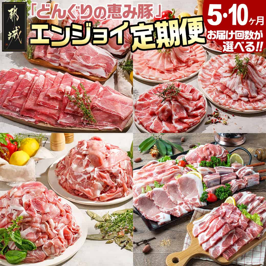 【お届け回数が選べる!】「どんぐりの恵み豚」エンジョイ定期便 - 万能スライス/キャンプ飯/こま切れ 豚肉 ロース バラ モモ ウデ スライス スペアリブ 切り落とし ステーキ しゃぶしゃぶ セット 5ヶ月/10ヶ月 送料無料 SKUT-1101【宮崎県都城市】