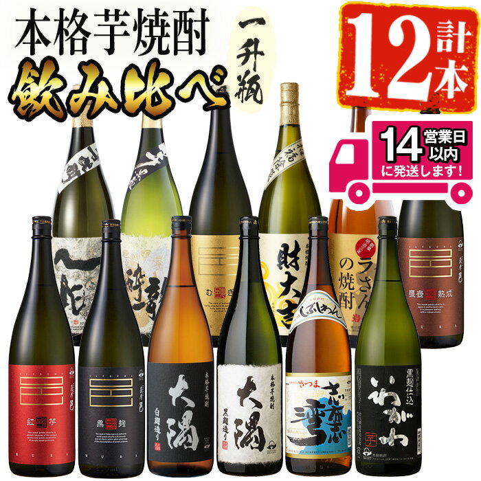 <2週間以内発送!>【芋・麦焼酎セット】曽於市の焼酎デラックス12本セット(1800ml×12種) 一升瓶 飲み比べ 鹿児島 芋焼酎 麦焼酎 芋 麦 本格焼酎 邑 ハイカラさん 一兆 常温 定期便 定期配送【山元商店】